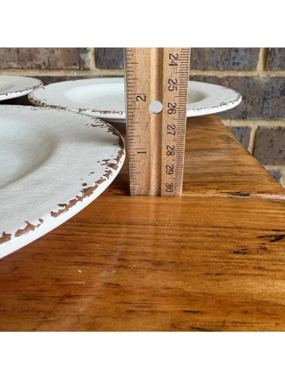 WILLIAMS SONOMA Set of 5 RUSTIC Melamine Salad Plates 8.5” Cream Crackle